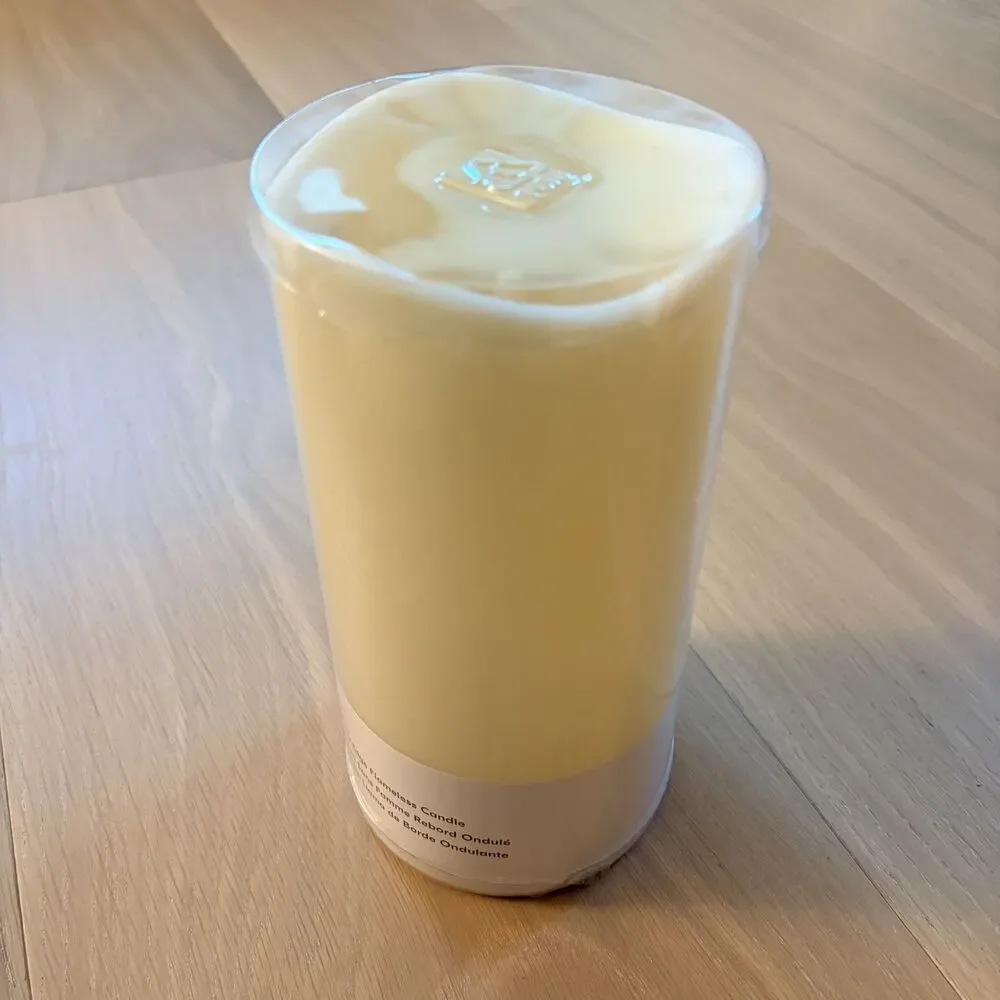 West Elm Indoor/Outdoor Wavy Edge Basic Candle - Ivory 4.5 x 9 in